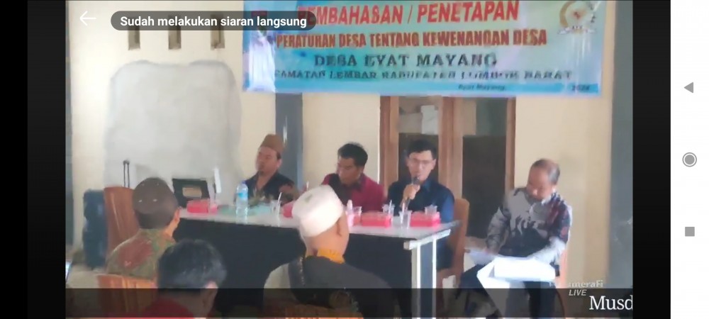 Pemdes Eyat Mayang Adakan Musdes Penyusunan Perdes Tentang Kewenangan Asal Usul Lokal Berskala Desa 2024